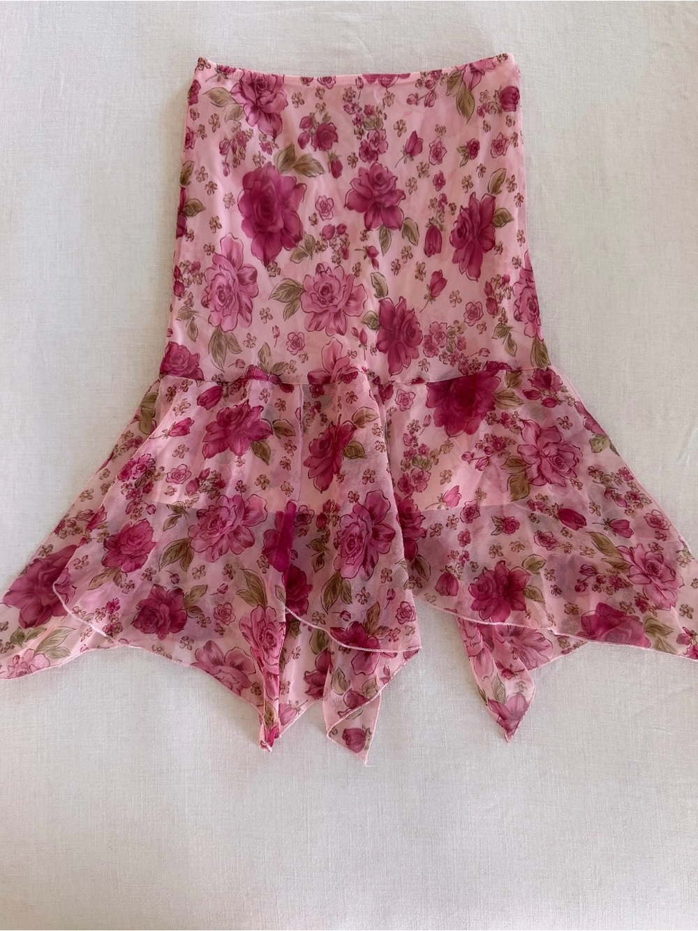 Vintage Pink Floral Midi Skirt - Handkerchief
Hem